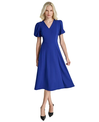 Dkny Women's Bubble-Sleeve Scuba-Crepe Midi Dress