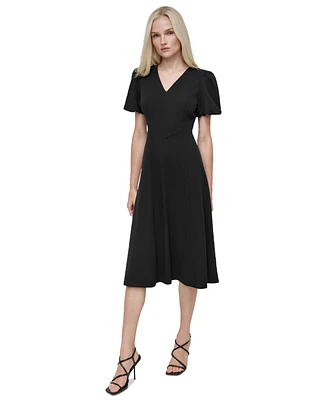 Dkny Women's Bubble-Sleeve Scuba-Crepe Midi Dress