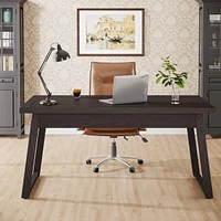 Tribesigns Home Office Executive Desk: 55 Inches Wooden Computer Desk with Drawer, Mid-Century Modern Study Writing Table, Rustic Pc Laptop Desk Works