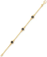 Amethyst Station Bead Link Bracelet 14k Gold-Plated Onyx, & Sky Blue Topaz)