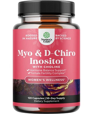 Nature's Craft Myo & D-Chiro Inositol Capsules, Choline Inositol Supplement for Cycle & Fertility Support, Womens Hormone Balance Supplement, Nature's