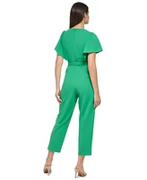 Dkny Women's Cropped Flutter-Sleeve Belted Jumpsuit