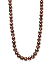 Dyed Chocolate Cultured Freshwater Baroque Pearl (7-8mm) 18" Strand Necklace