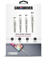 Car and Driver Apple Mfi Certified Premium Nylon Braided 4 Pack Cable