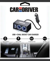 Car and Driver Usb + Dual Socket Car Charger