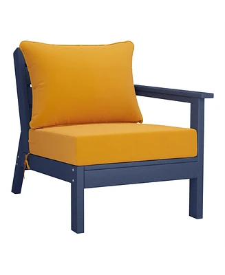 WestinTrends Outdoor Patio Hdpe Right Arm Facing Sectional Navy Blue Corner Club Chair with Patio Cushions