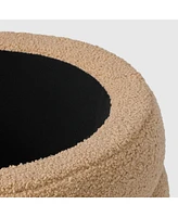 WestinTrends Mid-Century Modern Faux Sherpa Round Storage Ottoman