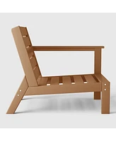 WestinTrends Outdoor Patio Hdpe Right Arm Facing Sectional Teak Corner Club Chair with Patio Cushions