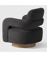 WestinTrends Mid-Century Modern Faux Sherpa Swivel Barrel Accent Chair (Set of 2)
