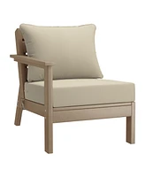 WestinTrends Outdoor Patio Hdpe Weathered Wood Loveseat Sofa with Cushions