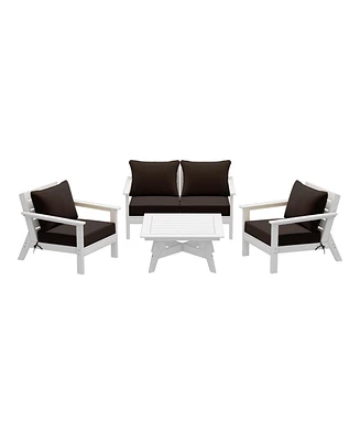 WestinTrends Outdoor 5-Piece White Modular Sectional Patio Furniture Sofa Set