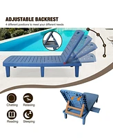 Slickblue Chaise Lounge Chair Patio Sunbathing Chair with 4 Level Adjustable Backrest & Hide Cup Holder