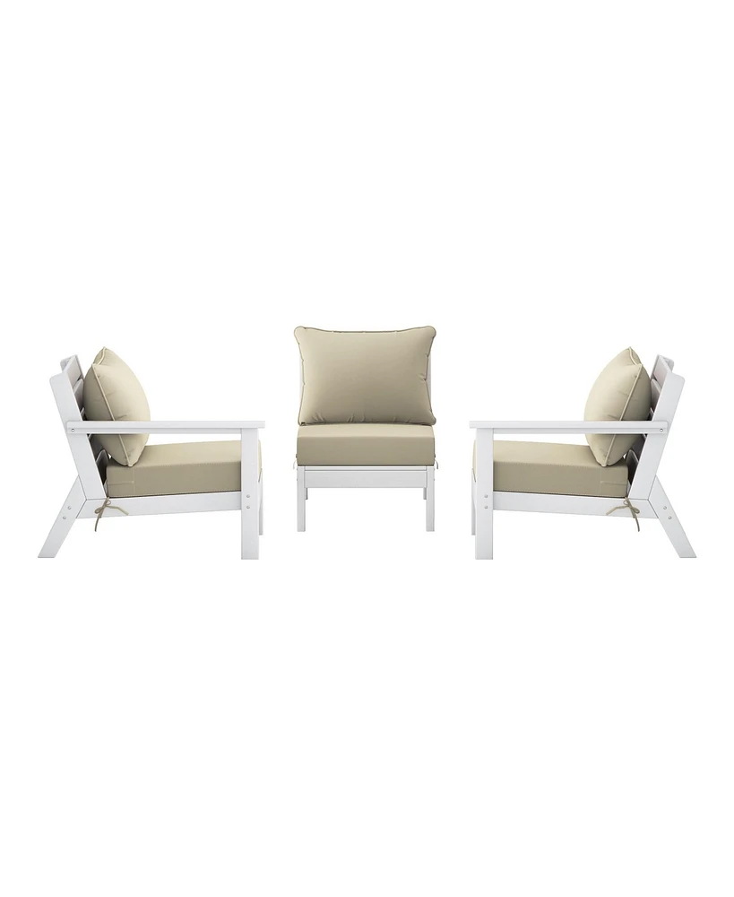 WestinTrends Outdoor Patio Hdpe White Sectional Sofa with Cushions