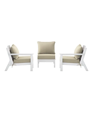 WestinTrends Outdoor Patio Hdpe White Sectional Sofa with Cushions