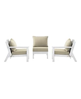 WestinTrends Outdoor Patio Hdpe White Sectional Sofa with Cushions