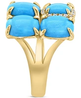 Effy Turquoise & Diamond (1/6 ct. t.w.) Cushion Cluster Ring in 14k Gold