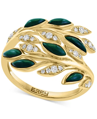 Effy Malachite & Diamond (1/5 ct. t.w.) Vine Inspired Ring in 14k Gold