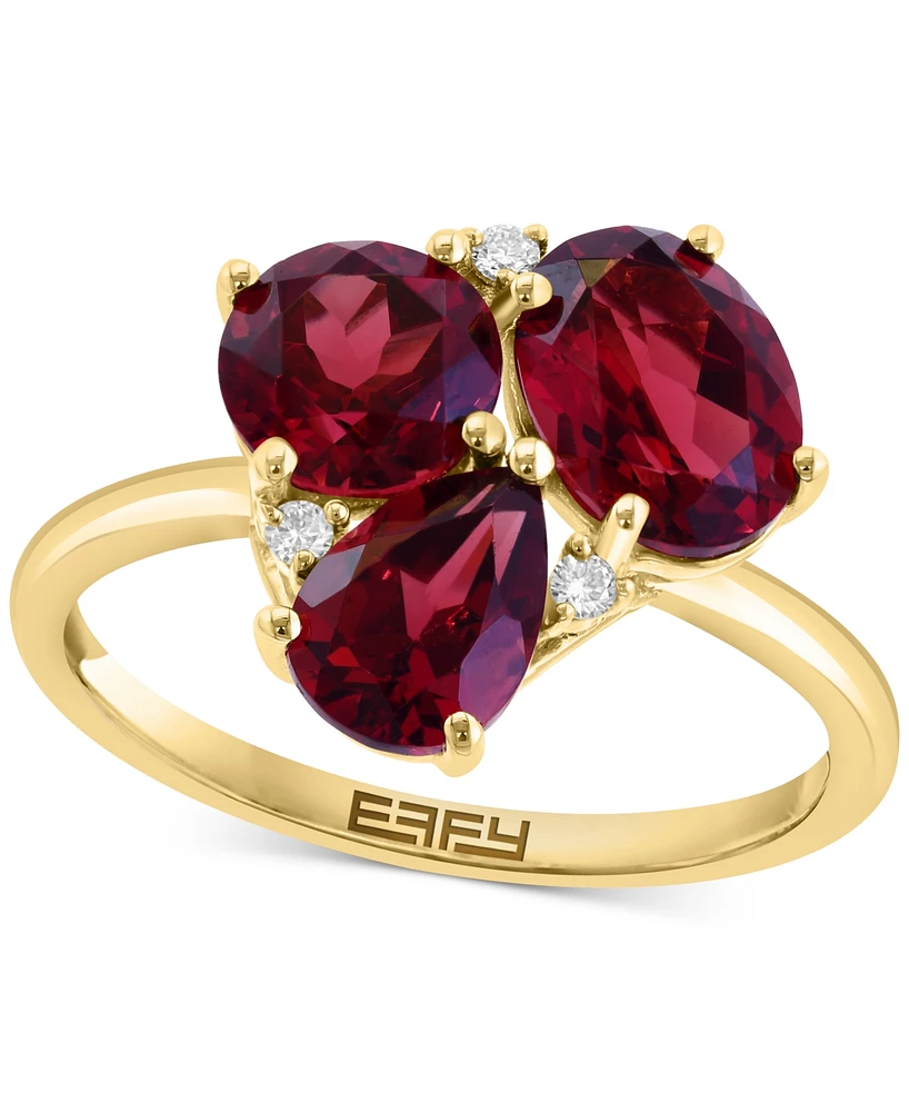 Effy Garnet (3-3/4 ct. t.w.) & Diamond (1/20 ct. t.w.) Mixed Cut Cluster Ring in 14k Gold