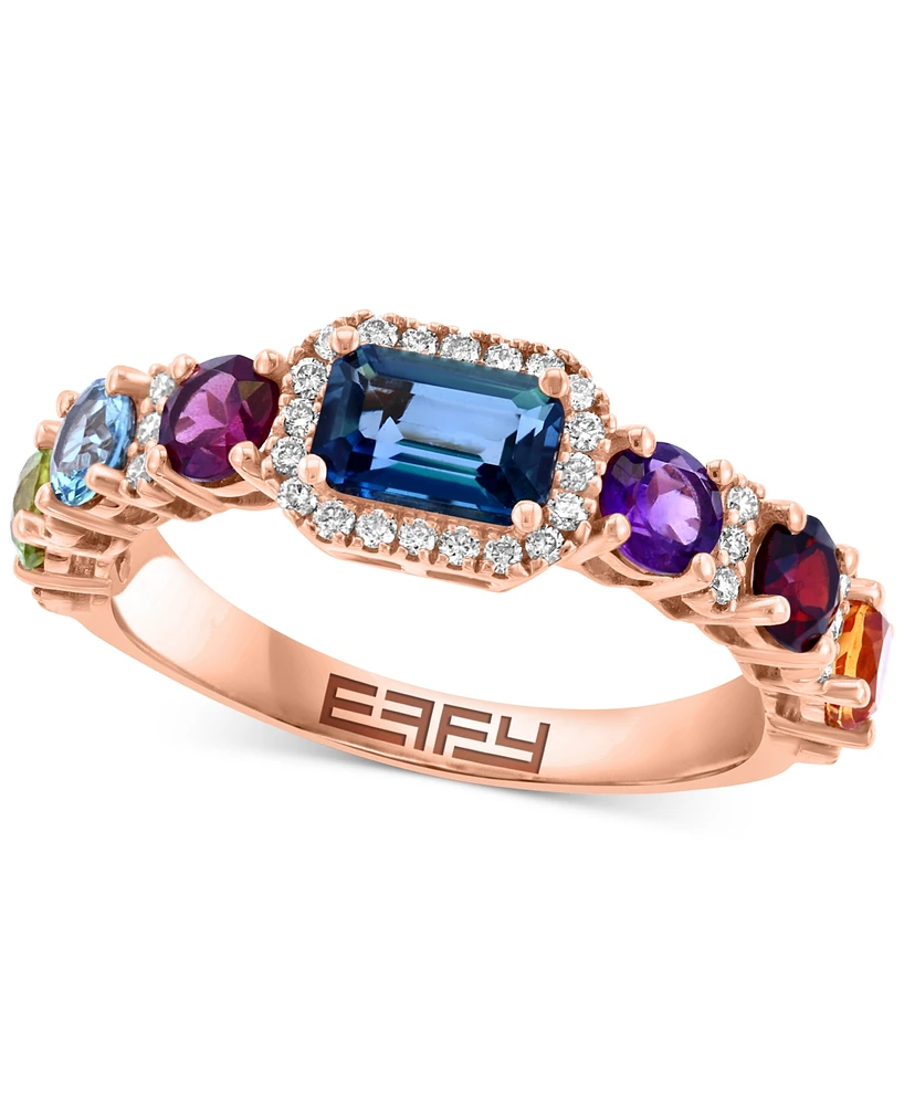 Effy Multi-Gemstone (1-5/8 ct. t.w.) & Diamond (1/5 ct. t.w.) Ring in 14k Rose Gold