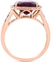 Effy Garnet (7 ct. t.w.) & Diamond (1/6 ct. t.w.) Halo Ring in 14k Rose Gold