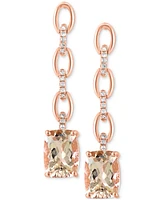 Effy Morganite (2-1/2 ct. t.w.) & Diamond (1/20 ct. t.w.) Chain Drop Earrings in 14k Rose Gold