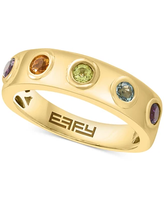 Effy Multi-Gemstone Bezel Band (1/2 ct. t.w.) in Gold-Plated Sterling Silver