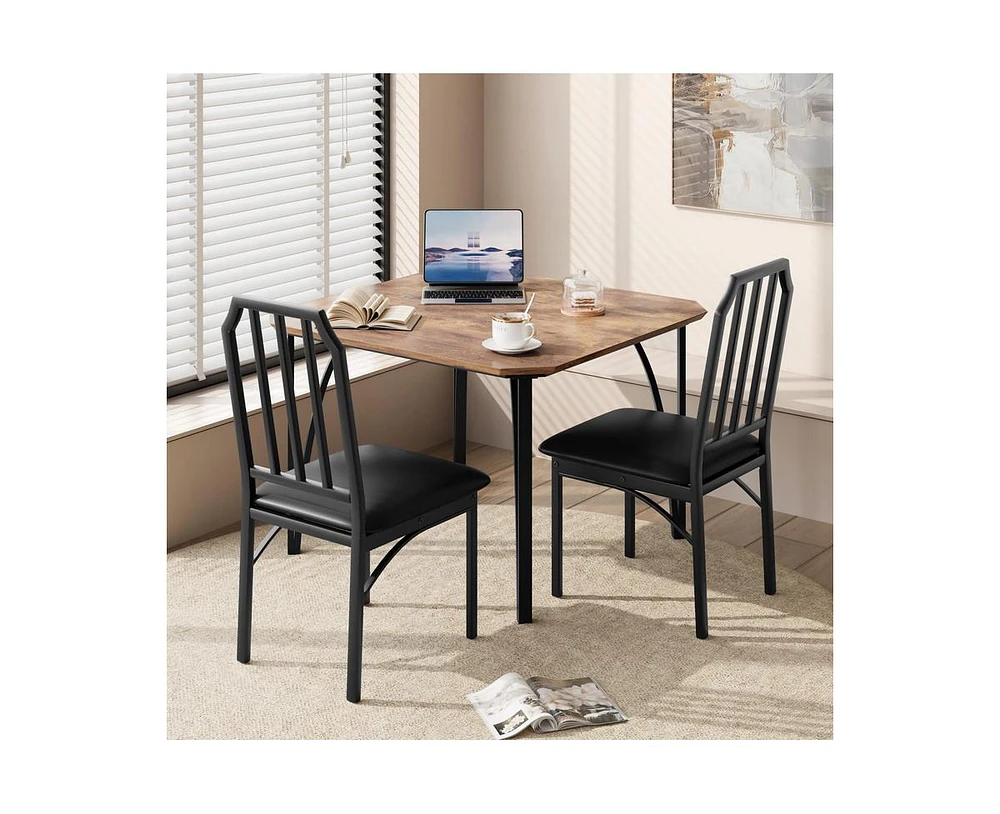 3 Pieces Dining Table Set for 2, Dining Room Table Set for 2, Small Kitchen Table for 2 with Upholstered Chairs, Table Set for 2