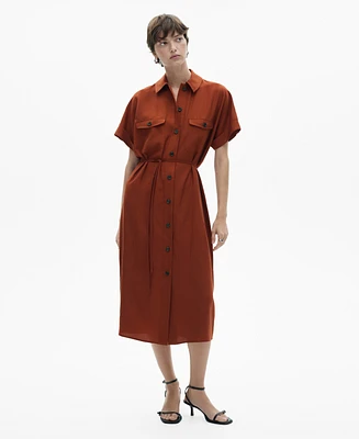 Mango Women's Bow Detail Lyocell Shirt Dress