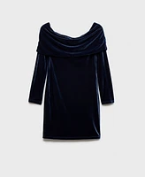 Mango Women's Off-The-Shoulder Velvet Dress