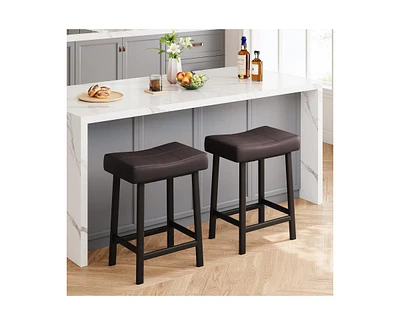 gaomon Counter Height Bar Stools Set of 2, 24 Inch Barstools for Kitchen Island Counter, Upholstered Padded Barstools with Curved Surface