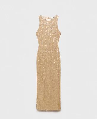 Mango Women's Scoop-Back Sequin Dress