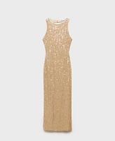 Mango Women's Scoop-Back Sequin Dress