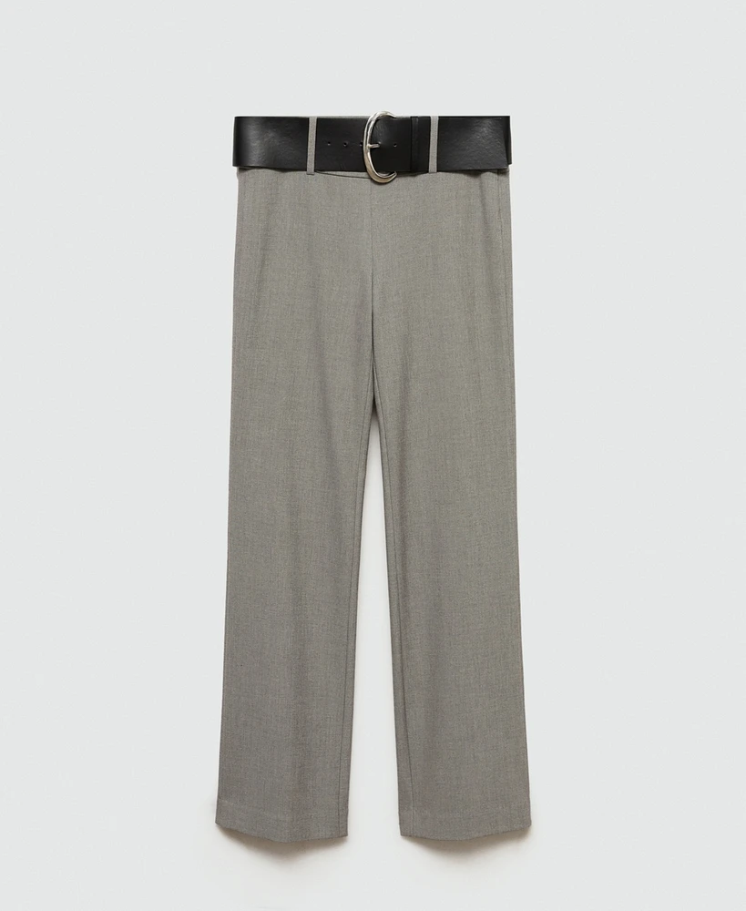 Mango Women's Belt Straight-Fit Pants