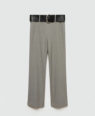 Mango Women's Belt Straight-Fit Pants