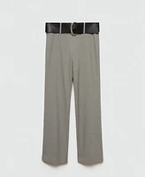 Mango Women's Belt Straight-Fit Pants