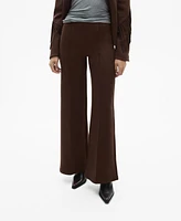 Mango Women's Wide Leg Leather-Effect Pants