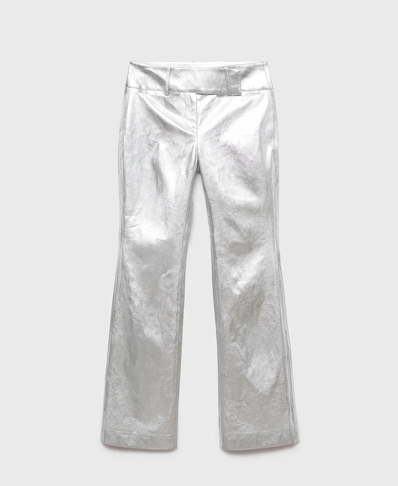 Mango Women's Metallic Leather-Effect Pants