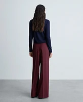 Mango Women's Wide Leg Pleated Wool Trousers