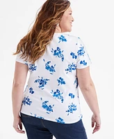 Style & Co Plus Printed Scoop-Neck T-Shirt, Exclusively at Macy's