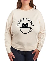 Hybrid Apparel Plus Trendy Cats Coffee Graphic Pullover Top