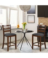 Gouun 2 Pieces Counter Height Chairs with Fabric Seat and Rubber Wood Legs
