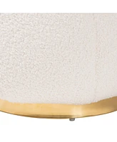 bali & pari Baxton Studio Raelynn Modern and Contemporary Ivory Boucle Upholstered and Gold Metal Ottoman