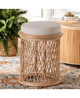 bali & pari Junius Bohemian Natural Rattan Ottoman Footstool