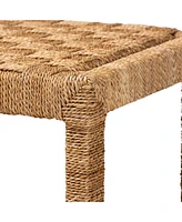 bali & pari Cipally Bohemian Seagrass and Mahogany Wood Accent Bench
