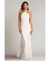 Tadashi Shoji Women's Sicily Pearl Trim Halter Gown