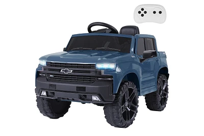 Funtok Licensed Chevrolet Silverado 12V Kids Electric Ride on Truck, Battery Powered Ride on Toy Car w/ Remote Control, Led Lights