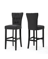 The Pop Home Set of 2 Modern Button Tufted Bar Stools with Rubber Wood Frame for Kitchen-The Pop Home