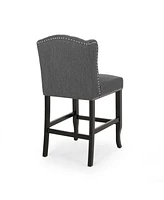 The Pop Home Set of 2 Wingback Counter Stools with Button-Tufted Back & Nailhead Accents-The