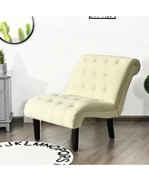 Gouun Cotton Linen Fabric Armless Accent Chair with Adjustable Foot Pads