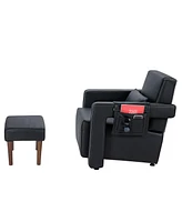 Gouun Modern Berber Fleece Single Sofa Chair with Ottoman and Waist Pillow